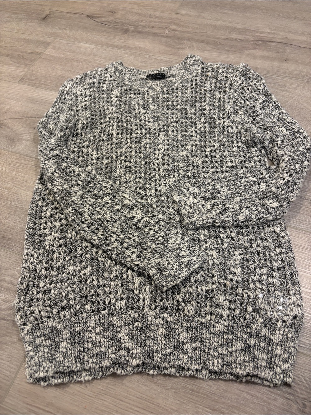 Theory Marled Crewneck Sweater in Black and White